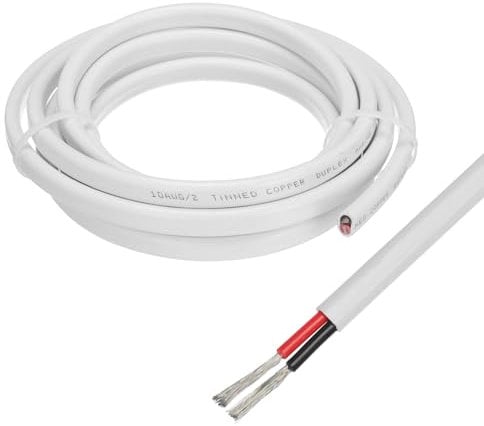 sourcing map 2 Core 10AWG Duplex Marine Wire 10 Ft Tinned Copper Insulated Boat Cable with PVC Jacket for Automotive Boat Marine Speakers