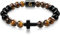 GIFT4U Armband mit Buchstaben, 8 mm Perlenarmband Herren Tigerauge Perlenarmband Herren, Kreuz Armband Geschenke für Männer, Christliche Geschenke für Mama Papa Sohn Enkel Opa-G