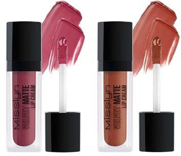 Misslyn Lipgloss mit hohem Glanz, langanhaltend, voluminöses Make-up für volle Lippen – Set 2