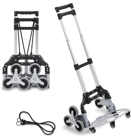 Fiqops Aluminium Sackkarre Klappbar, Sackkarre 75KG Tragkraft, Transportkarre klappbar mit Dreifach höhenverstellbarer Griff, Ideal für den Transport