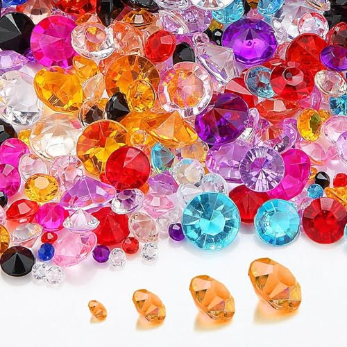 Mbsomnus 5000 Stück Diamanten Deko Streudeko Diamanten Hochzeit Mischfarbe Acryl Deko Kristalle Streudeko Glitzer Brillanten Tischdeko Strass für Geburtstag Party Vase Füller Streudeko(3/6/8/10mm)