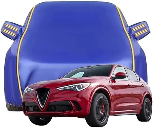 Vollgarage Autoabdeckung für Alfa Romeo Stelvio 2016-2021 2022 2023 2024 SUV, Schnee/Kratzfest/Uv-Schutz Alles Wetter Oxford Schutzhülle,Bluestyle