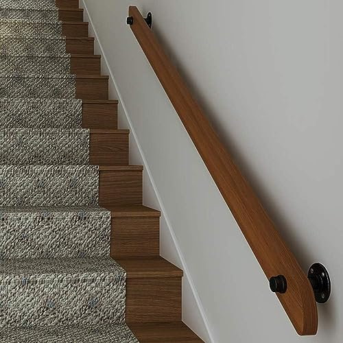 AMAXRcsy Wooden Staircase Handrail Stair Railing Kit Wall Mounted Stair Handrails for Indoor Outdoor Safety Support Non-Slip Handrail for Loft Ladder/550Cm (one color 220Cm)