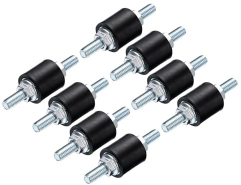 QUARKZMAN 8 Stück M5x15mm Gummipufferhalterungen mit Stiften 15x15mm männliche Vibrationsdämpfer verzinkte zylindrische Gewindehalterungen mit 16 Stück M5 Sicherungsmuttern