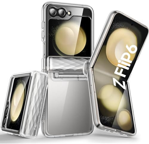 i-Blason Cosmo for Samsung Galaxy Z Flip 6 Case [Built-in Front Screen Protector] [Hinge Protection] [Support Wireless Charging] Slim Clear Protective Phone Case for Z Flip 6/ Z Flip 5 (Clear)