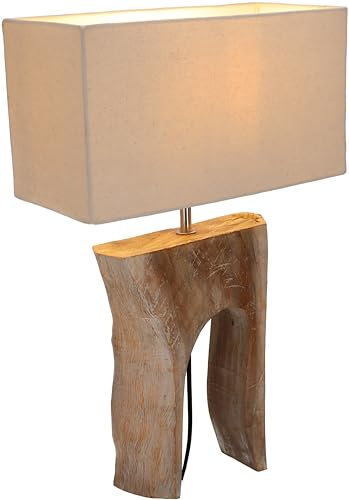 GURU SHOP Tischlampe/Tischleuchte, in Bali Handgemacht aus Naturmaterial - Modell Palenka Hell, 54x35x15 cm