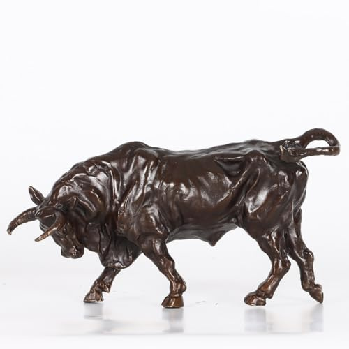 NILEEBUKER Bronzefigur Stier, Tierskulptur, Kunst, wunderschöne Heimdekoration, 19 cm