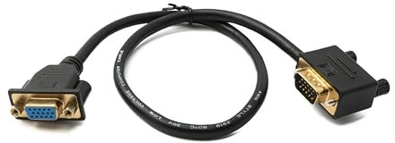 System-S D Sub15 Cable 50cm HD VGA 15 Pin Male to Female DB15 Angle Right Angled Adapter