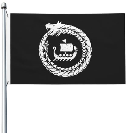 Hanging Flag Nordische Mythologie Wikinger Uv-Beständig Fahne Lebendige Farbe Piratenflagge Für Feiern Paraden Bar 90X150cm