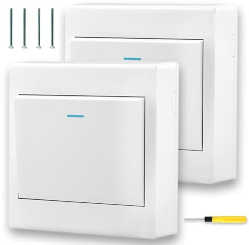 Acmerota 10A Interruptores de luz de montaje en superficie de un solo Gang Interruptor de luz 25MM de altura, de de pared 1 Gang 2 Way Light Switch Blanco para sala de estar Dormitorio