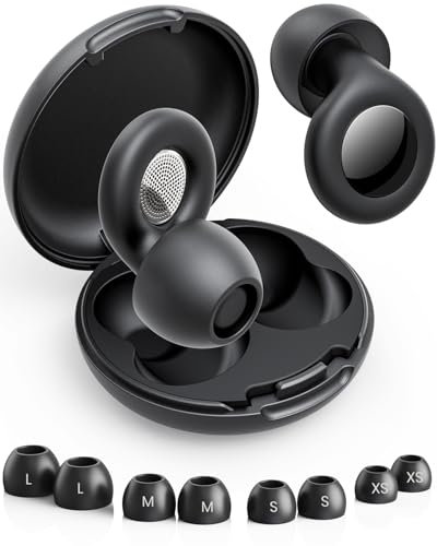 Upgraded Ear Plugs for Sleep Noise Cancelling - Klearlook Reusable&Washable Ultra Soft Silicone Earplugs for Hearing Protection,28dB Noise Reduction Earbuds, 8 Ear Tips XS, S, M, L,Carrying Case,Black