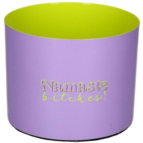 Giftcompany - Windlicht, Teelichthalter - Goa - Eisen - Motiv: Namaste Bitches! - Farbe: Flieder/Lemon - (ØxH) 10 x 7,5 cm