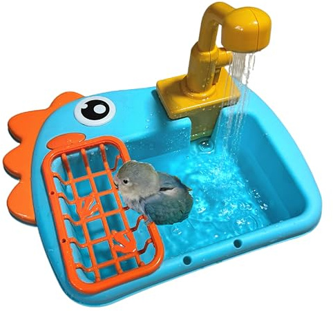 PRFOKEY Bain d'oiseaux pour perroquets – Design autonome avec robinet d'arrosage automatique – Douche pour perroquets idéal pour les calopsittes, perruches et conures