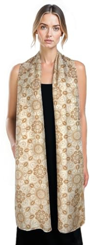 ERAKLE Sciarpa Elegante da Donna, Motivo Floreale, Beige,Rosa, Azzurro, Verde,Stile Stola (Beige-C)