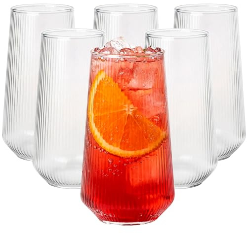 Greentainer Highball - Set di 6 bicchieri da acqua con manico, 500 ml