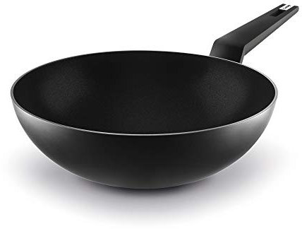 CASTEY - Sartén Wok de Titanium, 28 cm, Sujección Cómoda y Segura, Antiadherente, Distribuye el Calor de Forma Homogénea, Ligera y Cómoda, Fácil de Limpiar, Apta para Todas las Cocinas