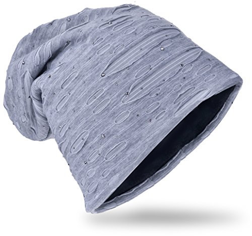 Miobo Slouch Beanie Mütze,Einheitgröße,Destroyed Vintage Look DestNieten-Anthrazit