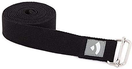 Bodhi Yogagurt | ASANA Belt aus 100% Baumwolle | Praktisches Yoga-Zubehör zur Dehnung | Yoga-Gurt mit Schiebeschnalle aus Metall | Anfänger & Fortgeschrittene | 250 x 3,8 cm (schwarz)