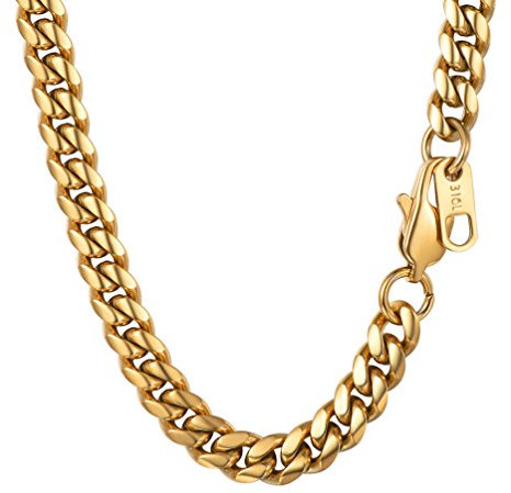 PROSTEEL Panzerkette 61cm Herren Halskette 18k vergoldet 14mm breit massiv Schwer Kubanische Gliederkette goldener Hip-Hop Street Style Schmuck für Männer Jungen
