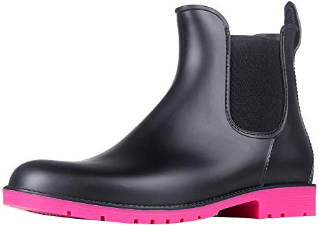 Asgard Damen Kurz Regen Stiefel Wasserdichte Knöchel Chelsea Booties, Rose, 38 EU
