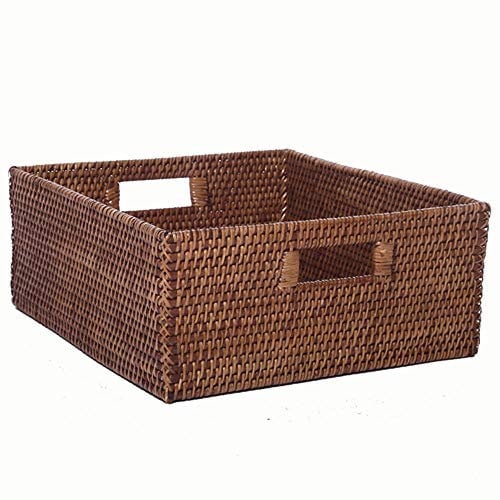 Handarbeit Flechtkorb, Rattan, für Büro/Dokumente, für Lebensmittel, Obst, Gemüse, Organisation, Küchenregal, Körbe 06,Coffee