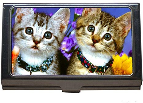 Professioneller Visitenkartenhalter, niedliche Katze Blume des Kätzchens Visitenkarten-Kasten für Männer und Frauen