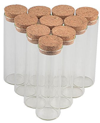 12pcs Fiole en Verre De Tube à Essai Transparente avec Bouchon liège, capacité De Stockage De 60ml, diamètre extérieur du Bocaux De Tube à Essai De 30 mm (12, 60ml)