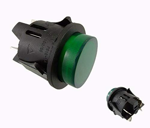 Druckschalter Einbau ø 25mm 250V 16A grün beleuchtet, Flachstecker 6,3mm (2)
