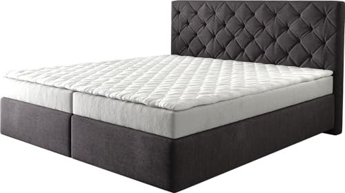 DELIFE Boxspringbett Dream-Great Schwarz 180x200 cm mit Matratze und Topper Boxspringbett