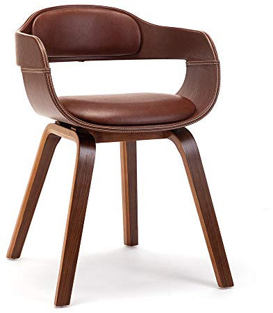 Mingone Esszimmerstühle Holz Küchenstühle Leder Stühle Nussbaum Bequemer Sessel Wohnzimmerstühle Modern mit Kissen, Braun