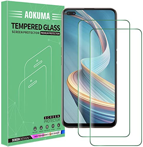 AOKUMA Cristal Templado OPPO Reno 4 Z 5G, [2 Unidades] Protector Pantalla para OPPO Reno 4 Z 5G Robusto Antiarañazos Antihuellas con Borde Redondeado Dureza 9H Antiburbujas