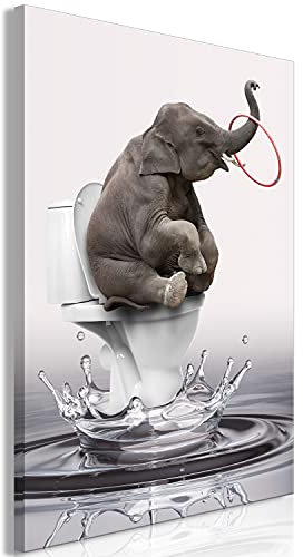 murando - Wandbilder Lustiges Elefantenmotiv 60x90 cm 1 tlg - Wand Deko Vlies Leinwand Bilder Groß Wanddeko Wohnzimmer Schlafzimmer Kunstdrucke - Tiere Abstrakt Zirkus Toilette g-C-0346-b-a