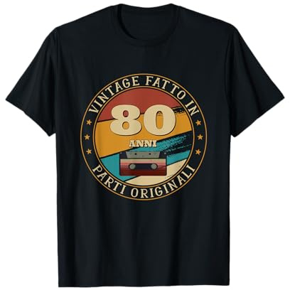 80th Buon Compleanno Vintage Fatto in 80 anni Musicassetta Maglietta