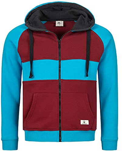 Rock Creek Herren Sweatjacke Hoodie Kapuzenjacke Kapuzenpullover Herren Reißverschluss Pullover Übergangsjacke Fleecejacke Herrenjacke H-278 Blau-Weinrot M