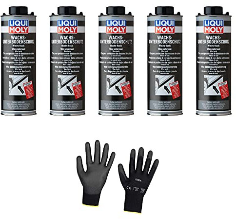 Iloda 5xOriginal Liqui Moly 1l Wachs-Unterbodenschutz anthrazit/schwarz 6102 Schutzhandschuhe