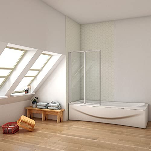 Ducha Casa 140x90cm Mampara de bañera plegable, Perfil de aluminio mate, Cristal 4mm templado
