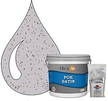 POK PAILLETTE : Peinture de Finition Acrylique Effet Pailleté Murs Intérieurs 2,5L - Lilas Parme