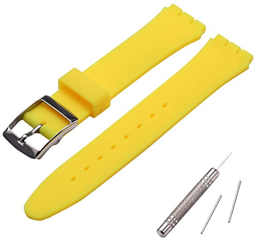 MCXGL Bracelet de rechange en caoutchouc de silicone résistant à la transpiration avec boucle en acier inoxydable Jaune 19 mm