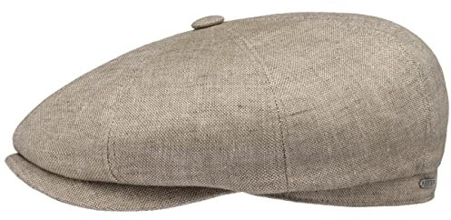 Stetson Hatteras Classic Leinen Flatcap Damen/Herren (55-62 cm) - Made in The EU - Aus 100% Leinen - Gefüttert mit Baumwolle - Temperatur & feuchtigkeitsregulierend - Sommer/Winter beige 58 cm