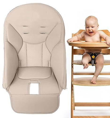Fovolat Baby-Hochstuhl-Bezug, Baby-Hochstuhl-Kissenbezug, atmungsaktive Hochstuhl-Auflage, bequemes Baby-Esszimmerstuhl-Sitzkissen für Peg Perego, Baoneo, Kosmic Jan, Beige
