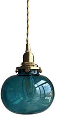 SXYSXYSXY Glas Klein Pendellampe Japanischer Stil Vintage Kupfer Hängeleuchten Schlafzimmer Nachttisch PendelleuchteHängelampe E27*1 Höhenverstellbar Für Wohnzimmer Esszimmer Küche,A