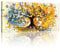 FajerminArt Grande Quadro Moderno Stampa su Tela Quadro su Tela Giallo colorato Albero della Vita Astratto Pittura su Tela Quadri Moderni Soggiorno Camera da Letto Decorazione Murale 100x50cm