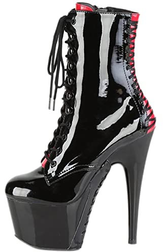 VIVIANSHOP Donna Cavaliere Stivali Stivaletti Donna 17cm/20cm Tacchi Alti Sexy Stage Performance Pole Dance Club Matrimonio Tacchi Alti nero 17cm- 41 EU