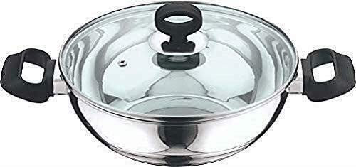 Aakrati Freidora de wok Kadai de acero inoxidable con base de inducción