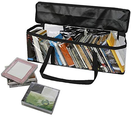 Tomotato Bolsa de Almacenamiento para CD, Gran Capacidad Transparente Resistente al Agua Bolsa Estuche de DVD con Cremallera y Asas de Transporte para CD, Álbumes, Videojuegos, Libros