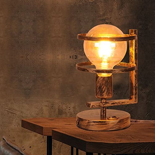 AIRTWESD Dekorative Tischlampe,Retro Atmosphere Lampe,Schreibtischlampe aus Metall E27 Nachttischlampe Nachttischlampe Lampenschirm Schlafzimmer mit Schalter (No Bulb)