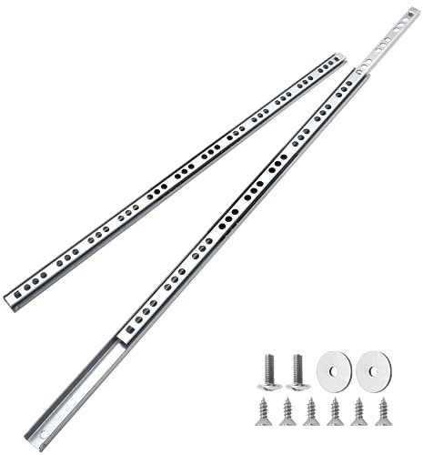Cjueiom 10 Pack 16 Inch / 406mm Drawer Slides Runners, Silver Ball Bearing Drawer Slides Rail Metal Two Way Slide Track Rail, 17mm Wide Keyboard Tray Runners for Grooved Drawers Cabinet Cupboard