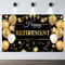 Happy Retirement Party Dekorationen großer Stoff Ruhestand Banner Hintergrund schwarz und Gold Ruhestand Dekorationen mit Seil für Männer und Frauen Happy Retirement Schild, 180 x 100 cm