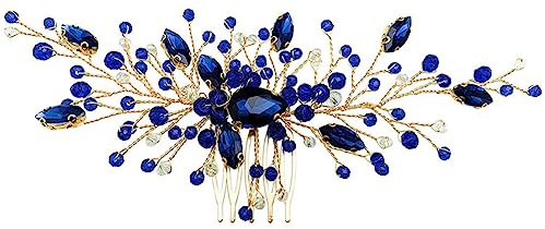 Kichvoe Hochzeit Haarkamm Kristall Vintage Braut Haarkamm Brautjungfer Seitenkämme Braut Kopfschmuck Haarschmuck Für Frauen Mädchen (Blau)