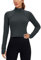 CRZ YOGA Damen Butterluxe 1/2 Reißverschluss Langarmshirt Sport Pullover Crop Oberteile Fitness Gym Running Sweatshirt mit Daumenloch Melanit 42